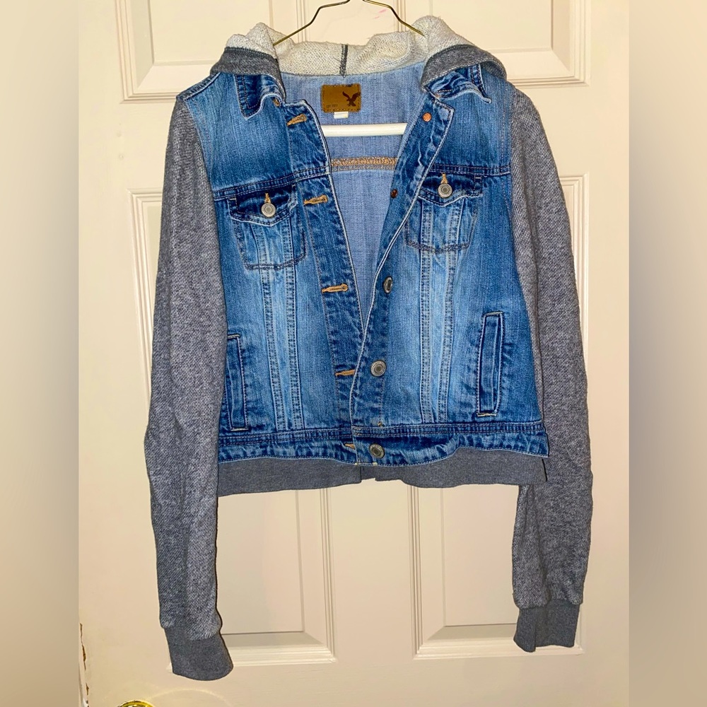 AE Denim sweatshirt jacket